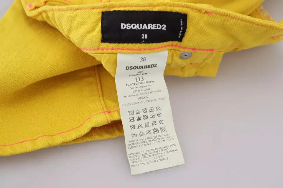 Dsquared² Sarı Pamuklu Düşük Bel Kısa Jennifer Kot Pantolon